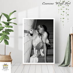 kate moss black and white vintage retro photography model celebrity fashion girls room wall art decor feminist canvas ca