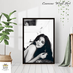 Kylie Jenner Smoking Black and White Vintage Retro Photography Model Celebrity Fashion Girl Room Wall Art Decor Canvas C