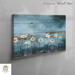 large canvas, canvas art, canvas gift, daisy flower in glass bottles, flower canvas canvas, daisy photo canvas, floral w