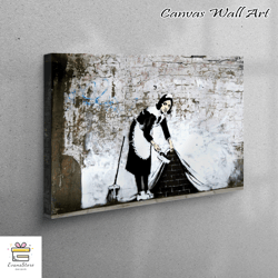 large canvas, canvas home decor, canvas gift, abstract wall art, maid graffiti canvas, maid sweeping canvas canvas, stre