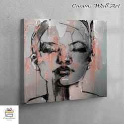 large canvas, wall art canvas, living room wall art, woman canvas art, abstract woman canvas print, woman face 3d canvas