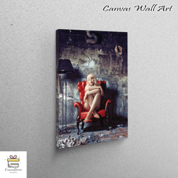 large canvas, wall art canvas, wall art, sexy woman sitting armchair, blonde woman canvas gift, sexy blonde girl canvas,
