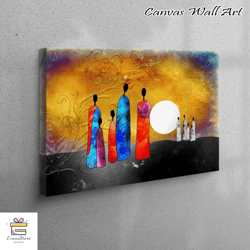large canvas, wall decor, living room wall art, african family painting, moon landscape art canvas, african woman wall d