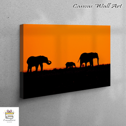 large wall art, 3d canvas, canvas, elephant family, elephant lover gift canvas decor, wild landscape canvas art, animal