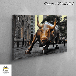 large wall art, wall art canvas, canvas gift, wall street canvas gift, charging bull canvas decor, animal canvas gift,