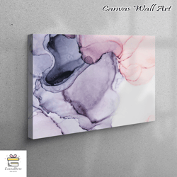 Living Room Wall Art, 3D Wall Art, Large Canvas, Alcohol Ink Canvas Art, Purple Marble Wall Decor, Modern Marble Canvas