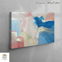 Living Room Wall Art, Canvas Gift, Large Canvas, Colorful Marble Wall Art, Alcohol Ink Canvas Gift, Gold Marble Printed,