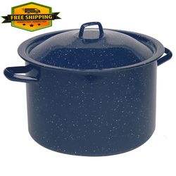 Blue Speckled Enamel Stock Pot 6 Quart, Blue - N1067