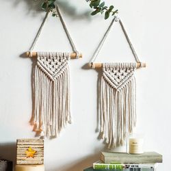 Handcrafted Bohemian Cotton Wall Tapestry with Macrame Detailing – Decor for Walls, Perfect for Nurseries and Kids' Room