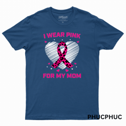 BC I Wear Pink For My Mom Breast Cancer Cheetah Heart Graphic Cancer