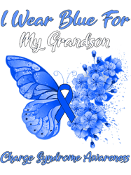 Charge Syndrome Warrior Butterfly I Wear Blue For My Grandson Charge Syndrome