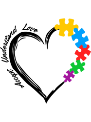 Accept Understand Love Retro Puzzle Heart Autism Awareness,Png, Png For Shirt, Png Files For Sublimation, Digital Downlo