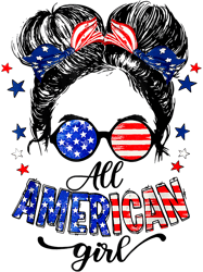 All American Girls 4th Of July Daughter Messy Bun USAPng, Png For Shirt, Png Files For Sublimation, Digital Download