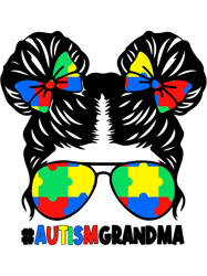 Autism Awareness Grandma Life Messy Bun Hair Mothers Day,Png, Png For Shirt, Png Files For Sublimation, Digital Download