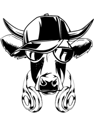 Cool cow with sunglasses headphones and cap 21,Png, Png For Shirt, Png Files For Sublimation, Digital Download