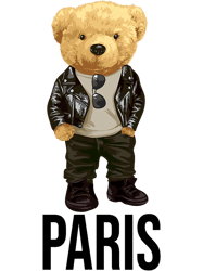 cool teddy bear in paris france illustration graphic designspng, png for shirt, png files for sublimation, digital downa