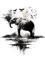 Elephant Landscape Animal Lovers Bird Animal Art,Png, Png For Shirt, Png Files For Sublimation, Digital Download
