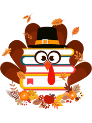 Funny Turkey Thanksgiving Autumn Librarian Book Lover Ideas, Png, Png For Shirt, Png Files For Sublimation, Digital Down