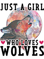 Forest Animal Gift Wolf Just A Girl Who Loves Wolves,Png, Png For Shirt, Png Files For Sublimation, Digital Download