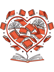 Heart Shape Librarian Themed Book Club Reading Book Lover, Png, Png For Shirt, Png Files For Sublimation, Digital Downlo