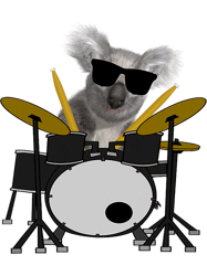 Funny Koala Wearing Sunglasses Playing Drums,Png, Png For Shirt, Png Files For Sublimation, Digital Download