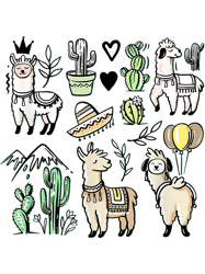 Funny Llama Alpaca 2Cactus Design,Png, Png For Shirt, Png Files For Sublimation, Digital Download