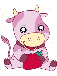 funny pink cute baby cow japanese kawaii strawberry,png, png for shirt, png files for sublimation, digital download