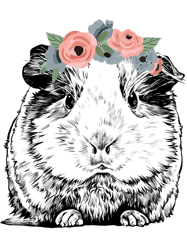 guinea pig with floral headband,png, png for shirt, png files for sublimation, digital download