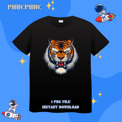 Angry Tiger Head Novelty Graphic TShirt for MenPng, Png For Shirt, Png Files For Sublimation, Digital Download, Printabl
