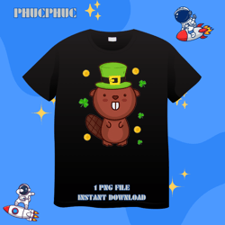 Beaver with St Patricks Day Hat Shamrock Leprechaun BeaverPng, Png For Shirt, Png Files For Sublimation, Digital Downloa