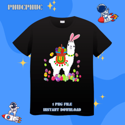 Easter Llama Lover Bunny Llama Holding Easter EggPng, Png For Shirt, Png Files For Sublimation, Digital Download, Printa