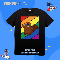 LGBTQ Flag Gay Pride Month Rainbow Beaver With LGBT GlassesPng, Png For Shirt, Png Files For Sublimation, Digital Downla