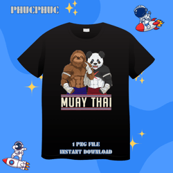 Muay Thai Sloth Panda Kickboxing FighterPng, Png For Shirt, Png Files For Sublimation, Digital Download, Printable