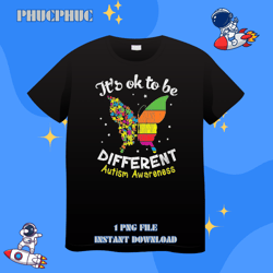 Ok To Be Different Autistic Kids Autism Awareness ButterflyPng, Png For Shirt, Png Files For Sublimation, Digital Downlo