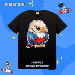 Patriotic Chibi of an Eagle 4th of July for Men Graphic TeePng, Png For Shirt, Png Files For Sublimation, Digital Downlo