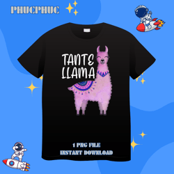 Tante Llama Funny Llama Lover Tante AuntPng, Png For Shirt, Png Files For Sublimation, Digital Download, Printable