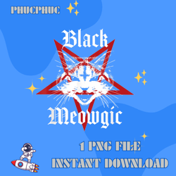 Black Meowgic Satanic Pentagram Inverted Cross Cat Lover T-ShirtPng, Png For Shirt, Png Files For Sublimation, Digital D