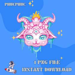 Cute Baby Baphomet Pink Pastel Goth Kawaii Demon Pentagram T-ShirtPng, Png For Shirt, Png Files For Sublimation, Digital