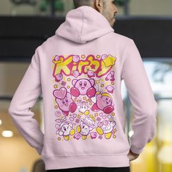 Cute Kirby Face Sweatshirt On The Back, Vintage Kirby Shirt, Retro Gaming Kirby Anime Shirt, Kirby Video Game Shirt
