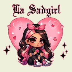La Sad Girls Cholo Chola SVG, Valentine Spanish Pink Chola Design, Spanish Girl Valentine Png, Valentines Chicano Svg