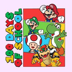 Mario Cartoon Game 100 Days Of School PNG, 100 Days Of School Cartoon Png, Happy 100 Days Of School Svg