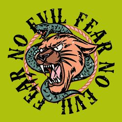 Fear No Evil Pocket Muted PNG, Snake Lion Cat Grunge Christian Rock Retro Digital Download