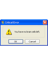 no brain cells left Windows XP popup
