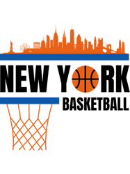 new york basketball black, white, blue, and orange new york skyline nba basketball apparel