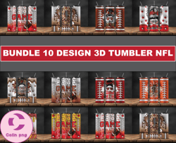 Bundle 10 Design 3D Tumbler NFL, NFL Tumbler Png, Tumbler Bundle Design, Sublimation Tumbler Bundle, 20oz Skinny Tumbler