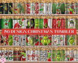 56 Design Christmas Tumbler, Tumbler Bundle Design, Sublimation Tumbler Bundle, 20oz Skinny Tumbler 03