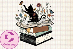 Black Cat on Book ,Funny Cat Sublimation 83