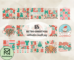 15 Retro Christmas Bundle Png, Christian Christmas Svg, Christmas Design, Christmas Shirt, Christmas 110