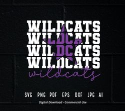 Stacked Wildcats SVG, Wildcats Mascot svg, Wildcats svg, Wildcats School Team svg, Wildcats Cheer svg, School Spirit svg