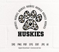 Huskies SVG PNG, Huskies Paw svg, Leopards Paw svg, Leopard svg, Huskies Mascot svg, Huskies Cheer svg, Huskies Vibes sv
